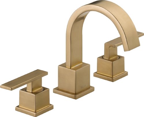 Delta Faucet Vero Widespread 浴室水龙头 3 孔，金色浴室水龙头，浴室水槽水龙头，金属排水组件，香槟古铜色 3553LF-CZ