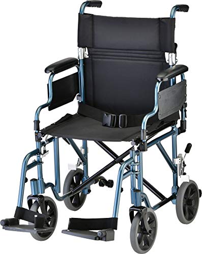 NOVA Medical Products NOVA轻便运输椅，带有可移动和翻转臂，易于转移，包括防自卸车，蓝...