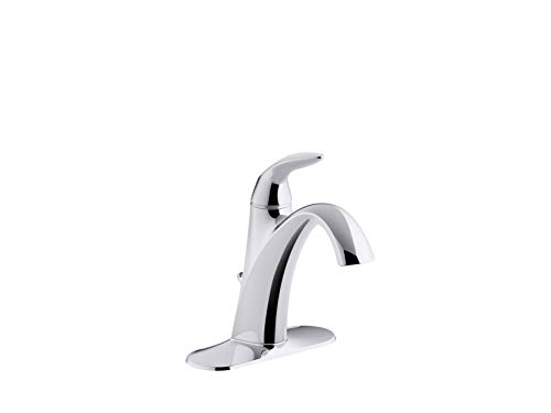 KOHLER Alteo单把手单孔或中置浴室水槽龙头，带金属排水装置，抛光铬，K-45800-4-CP