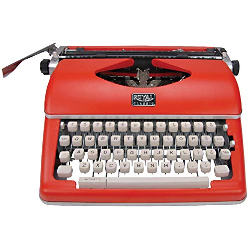 Royal 79120Q 经典手动金属打字机 44 个键和 88 个符号键盘办公机器，适合信件或小说，带储物盒，红色