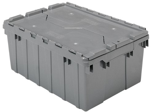 Akro-Mils 39085工业塑料储物箱，带盖，（21英寸长x 15英寸宽x 9英寸高x 9英寸长），灰色（6件装）