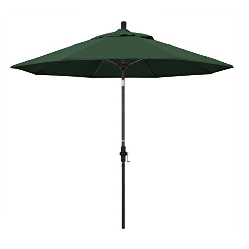 California Umbrella GSCUF908117-F08 9英尺圆形铝杆玻璃纤维肋骨市场天井伞，青铜，猎人绿色