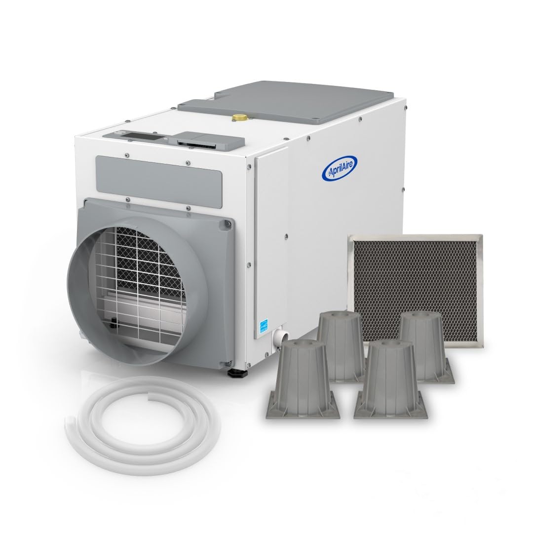 Aprilaire E100 Pro Dehumidifer Bundle - 100 Pint Whole Home Dehumidifier - Includes Full Complete Kit - Crawl Spaces, Basements, Whole Homes, Commercial up to 5,500 sq. ft - 5 Year Warranty