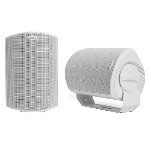 Polk Audio Atrium 6户外全天候扬声器，带低音反射外壳（对，白色）| 声音覆盖范围广| 速锁安装系统