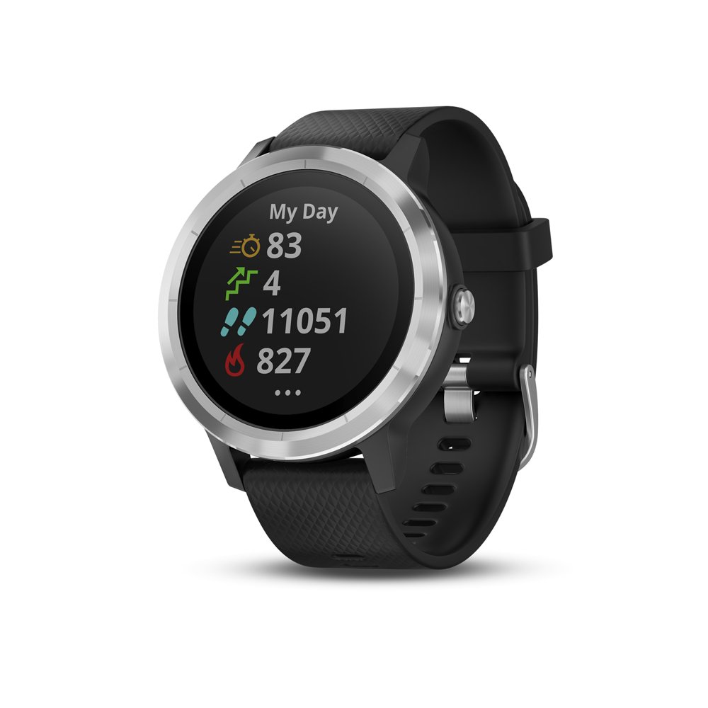 Garmin 010-01769-01 Vivoactive 3，带非接触式支付和内置运动应用程序的 GPS 智能手表，黑色，银色硬件