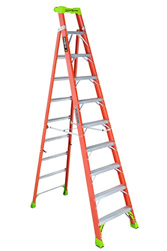 Louisville Ladder 10英尺玻璃纤维跨步阶梯/搁板梯，容量300磅，IA型，橙色，FXS151...