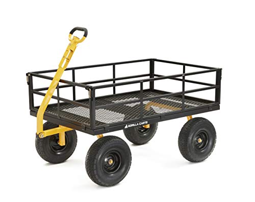 Gorilla Carts GOR1400-COM 重型钢制实用推车，带可拆卸侧面和 15 英尺轮胎，1400...