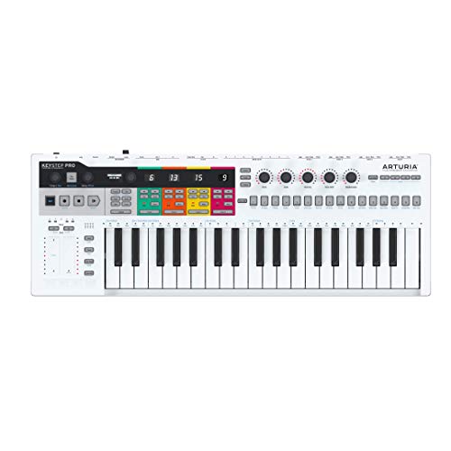 Arturia KeyStep Pro 37 键控制器和音序器 USB/MIDI/CV 键盘控制器，带触后、4 和弦、16 轨鼓音序器
