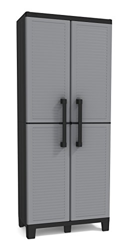 keter 带门和架子的储物柜 - 非常适合车库和地下室组织，灰色
