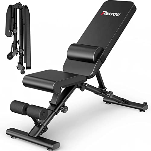 PASYOU 可调节重量凳全身锻炼多功能可折叠上斜运动锻炼凳适合家庭健身房