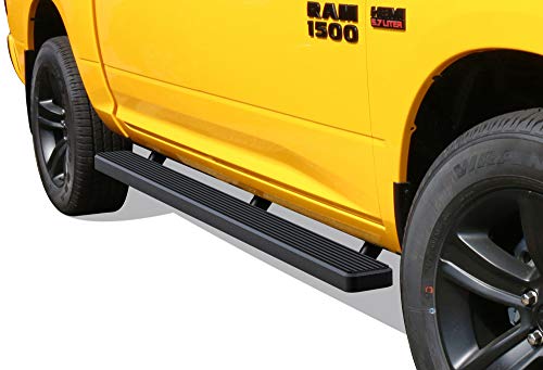 APS iBoard 踏板 5 英寸黑色定制版 2009-2018 Ram 1500 Crew Cab Pickup 4Dr 和 2010-2020 Ram 2500 3500（需要 09-12 钻孔）（侧杠 侧踏板 侧杠）