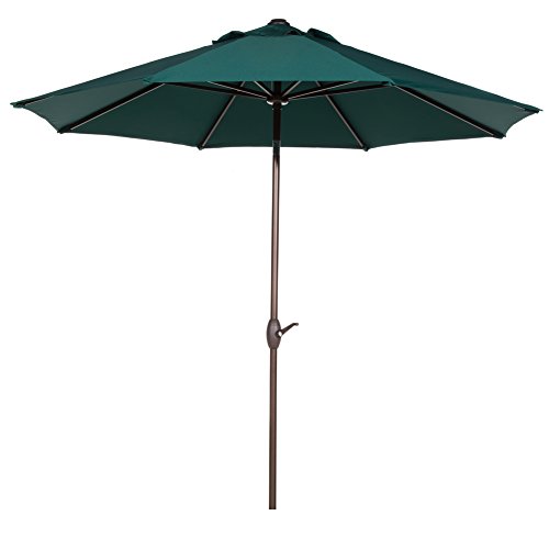Abba Patio Sunbrella遮阳伞9英尺户外自动折叠餐桌椅带曲柄，帆布绿色