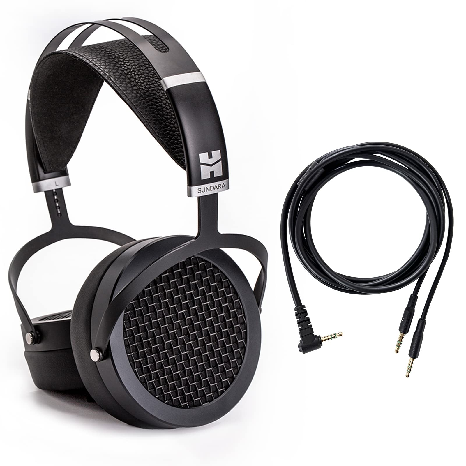HIFIMAN SUNDARA 高保真耳机，带 3.5 毫米连接器，平面磁性，舒适贴合，带更新耳垫 - 黑色，2020 版