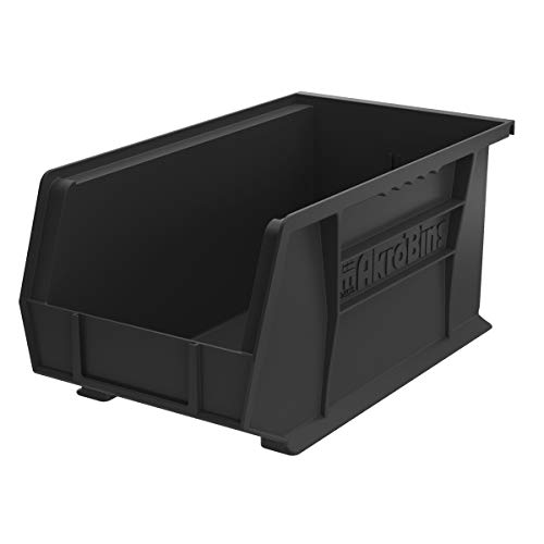 Akro-Mils 30240 AkroBins塑料储物箱悬挂式堆叠容器，（15英寸x 8英寸x 7英寸），黑...