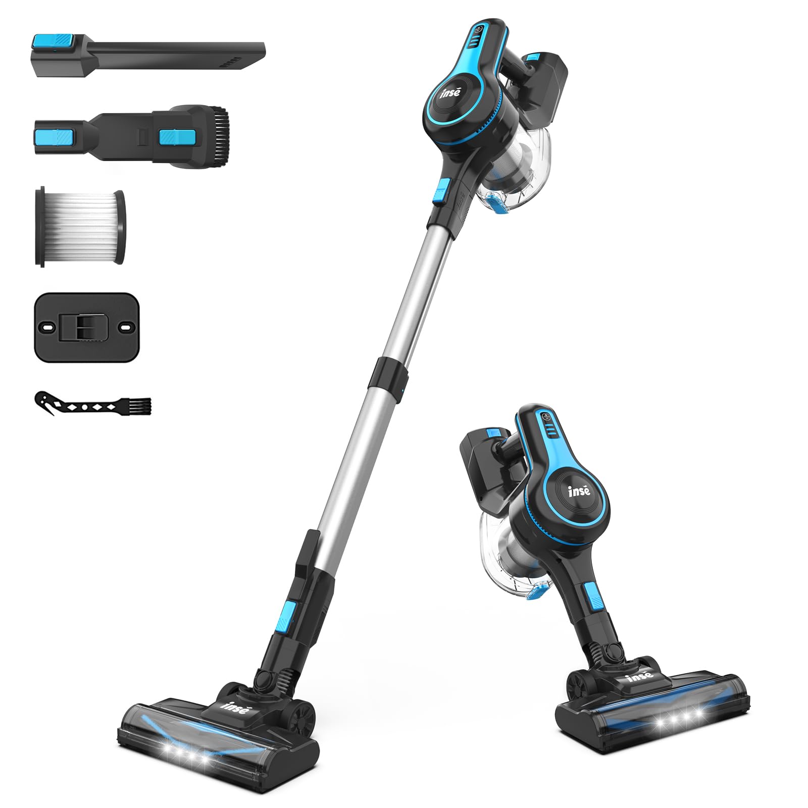 INSE Cordless Vacuum Cleaner, 6-in-1 Rechargeable Stick...