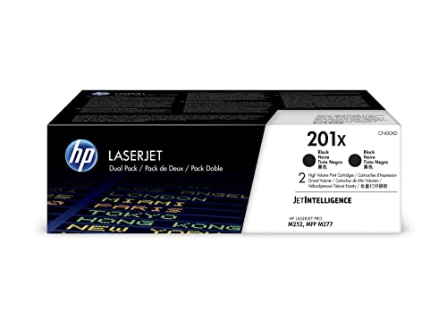 HP 原装 201X 黑色高印量碳粉盒（2 件装）|适用于 Color LaserJet Pro M252、Color LaserJet Pro MFP M277 系列 | CF400XD