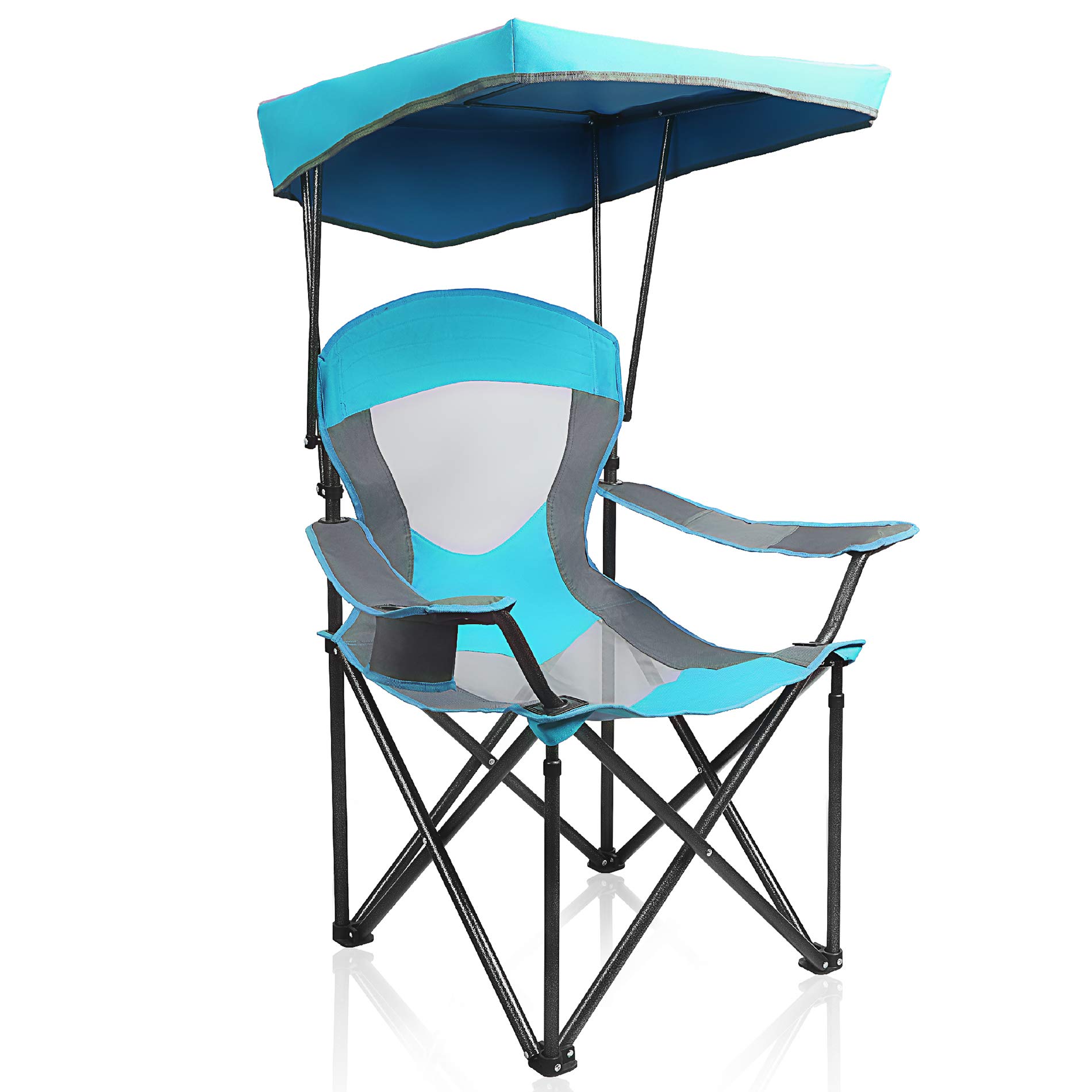 ALPHA CAMP 重型天篷躺椅遮阳登山旅行椅带杯架搪瓷蓝色