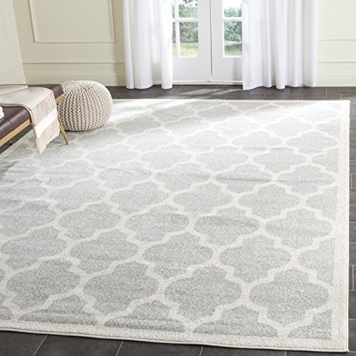 Safavieh Amherst系列AMT420B摩洛哥几何地毯，12英寸x 18英寸，浅灰色/米色...