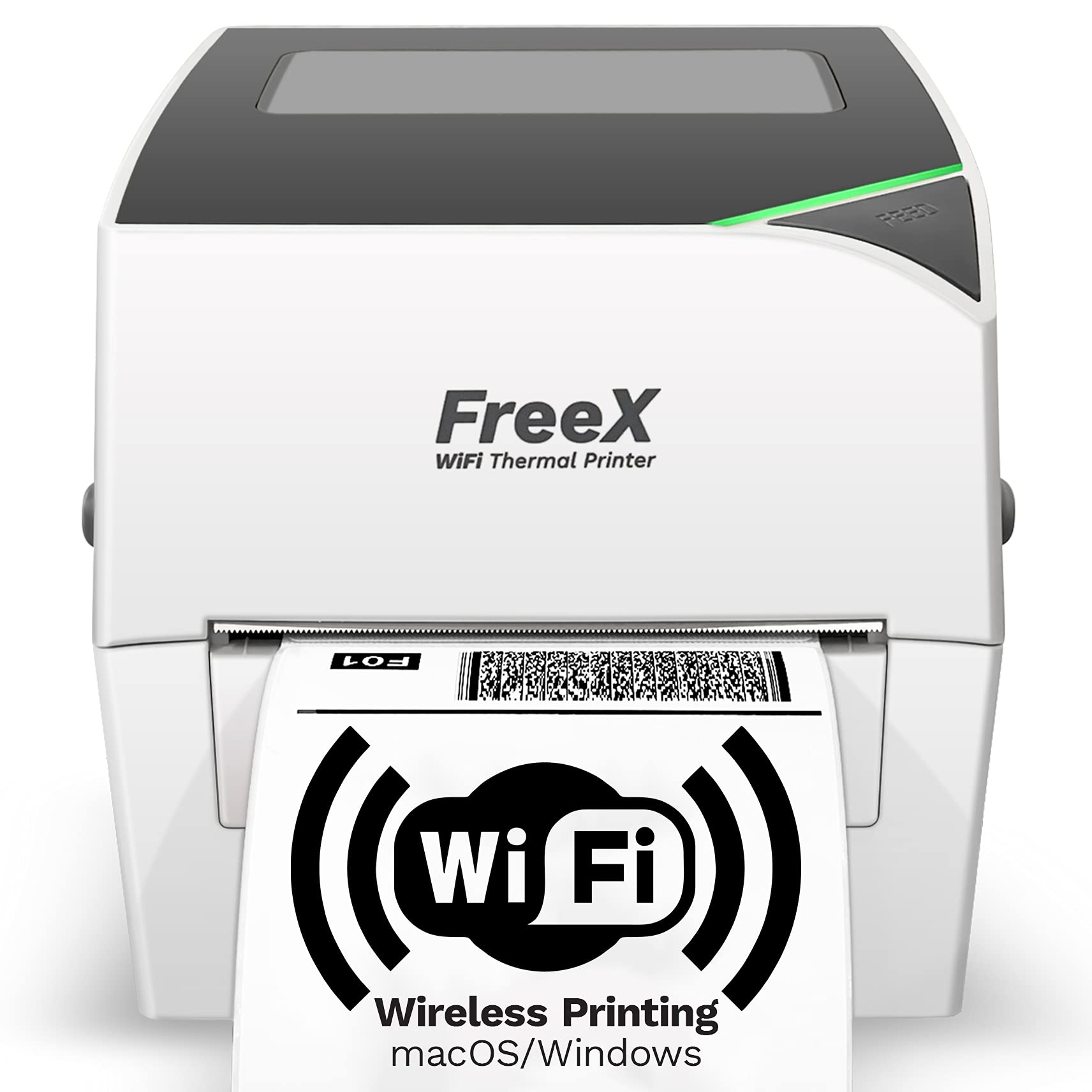  FreeX 适用于 4x6 运输标签的 WiFi SuperRoll 热敏打印机 |白色无线运输标签打印机 |适用于 Zebra、Brother、Dymo Labelwriter 4XL、Rollo、Munbyn、MFlabel、Comer、Polono Labels...