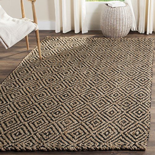 Safavieh Fiber Collection NF181C手工编织黄麻地毯，9'x 12'，天然/黑色