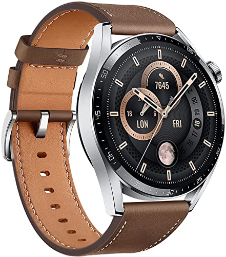 Huawei Watch GT 3 46 毫米智能手表，持久的电池寿命，全天 SpO2 监测，个人 AI 跑步教练，准确的心率监测，100 多种锻炼模式，不锈钢