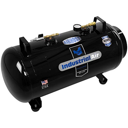 Industrial Air IT20ASME 20 加仑 ASME 认证立式/卧式储气罐，黑色，33.4 x...