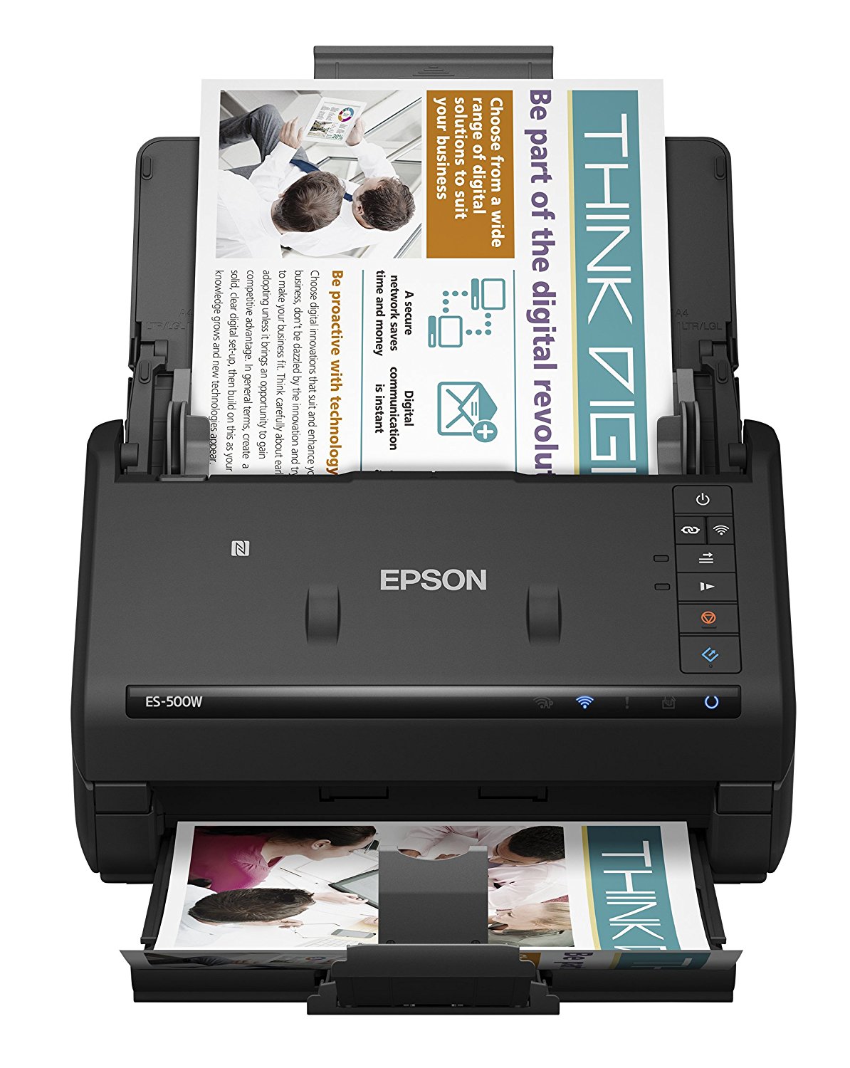 Epson 适用于PC和Mac的WorkForce ES-500W无线彩色双面文档扫描仪，自动文档进纸器（ADF）