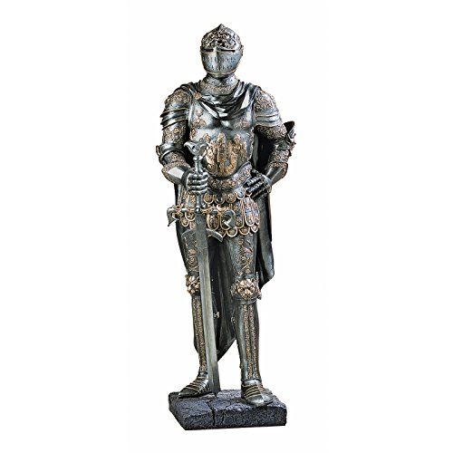 Design Toscano CL4256 国王卫队中世纪装饰半比例骑士盔甲哥特式雕像，39 英寸，树脂，两色...