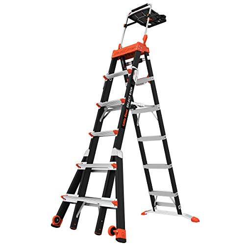 Little Giant Ladder Systems Little Giant 梯子，选择台阶，6 至 10 英尺，可调节梯子，玻璃纤维，IAA 型，额定重量 375 磅，(15131-001)