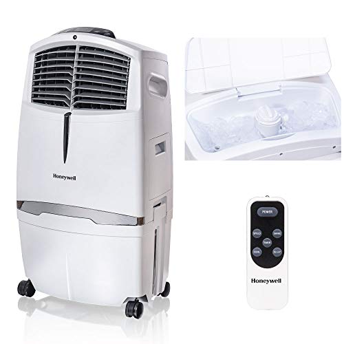 Honeywell 525-729CFM便携式蒸发冷却器，带冰格和遥控器的风扇和加湿器，CL30XCWW，白色...