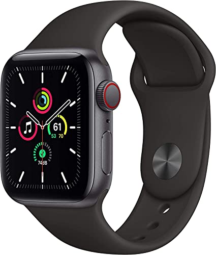 Apple Watch SE（GPS + 蜂窝网络，40 毫米）- 深空灰色铝制表壳，搭配黑色运动表带（翻新）...