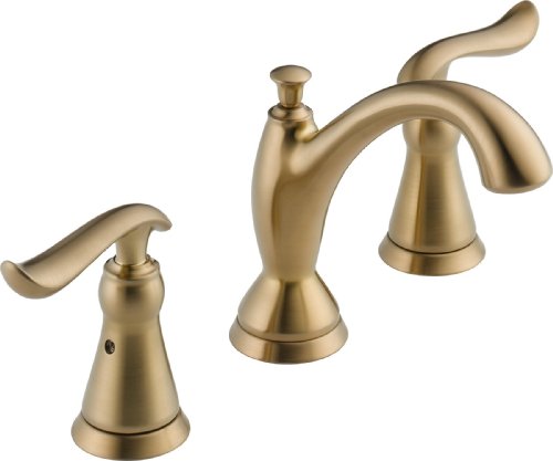 Delta 水龙头 Linden 2 手柄广泛使用的浴室水龙头，采用钻石密封技术和金属排水组件，香槟青铜色 3594-CZMPU-DST