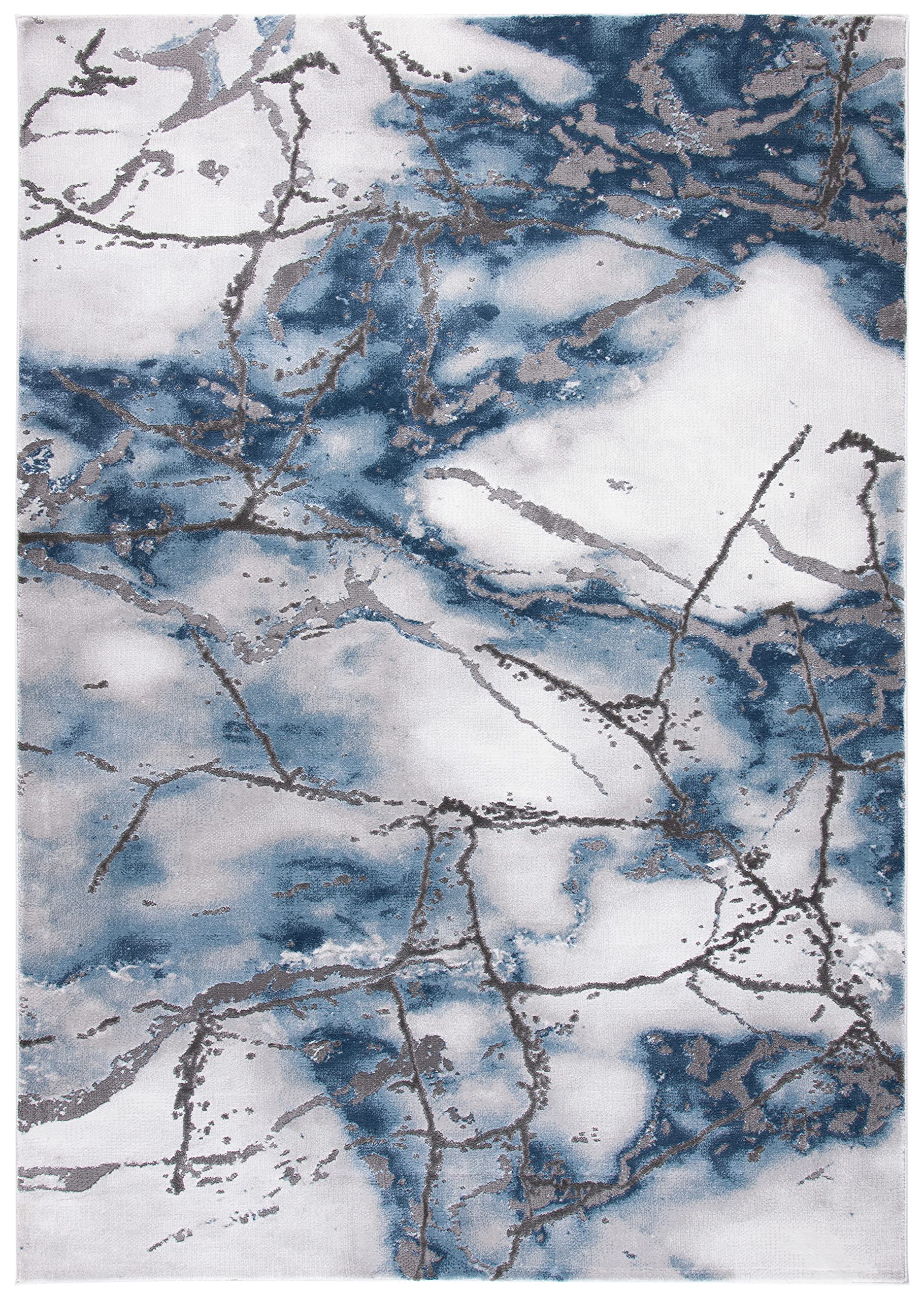 Safavieh 工艺系列 2'3'' x 4' 灰色/蓝色 CFT877L 现代抽象不脱落客厅卧室特色地毯