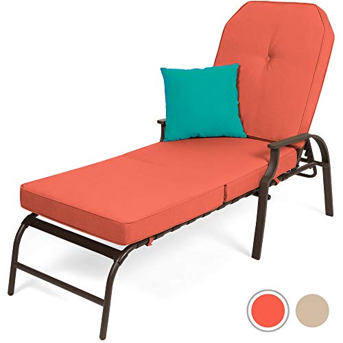 Best Choice Products 可调节的户外躺椅，用于露台，池畔，带防紫外线垫子的家具-红色