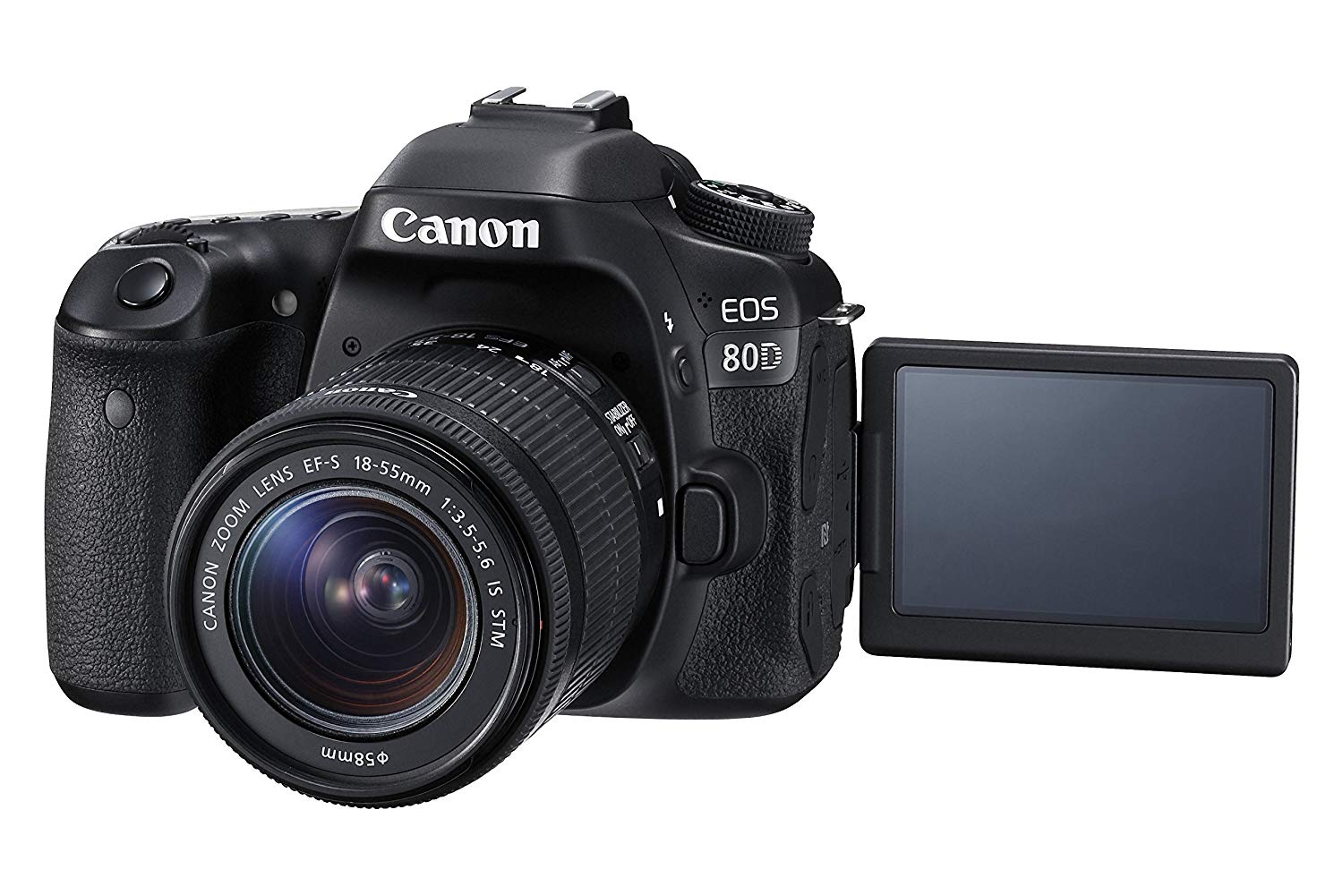 Canon 带EF-S 18-55mm f / 3.5-5.6图像稳定STM镜头的EOS 80D数码单反相机套...