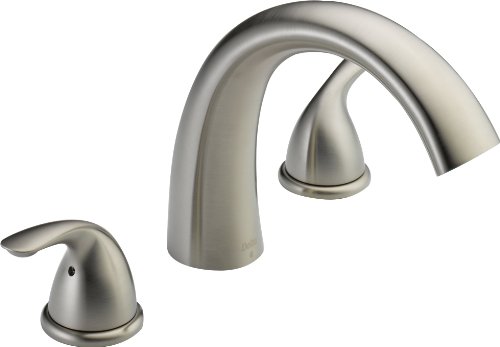 Delta Faucet 经典 2 把手通用罗马浴缸水龙头装饰套件，台面安装，不锈钢 T2705-SS（不含阀...