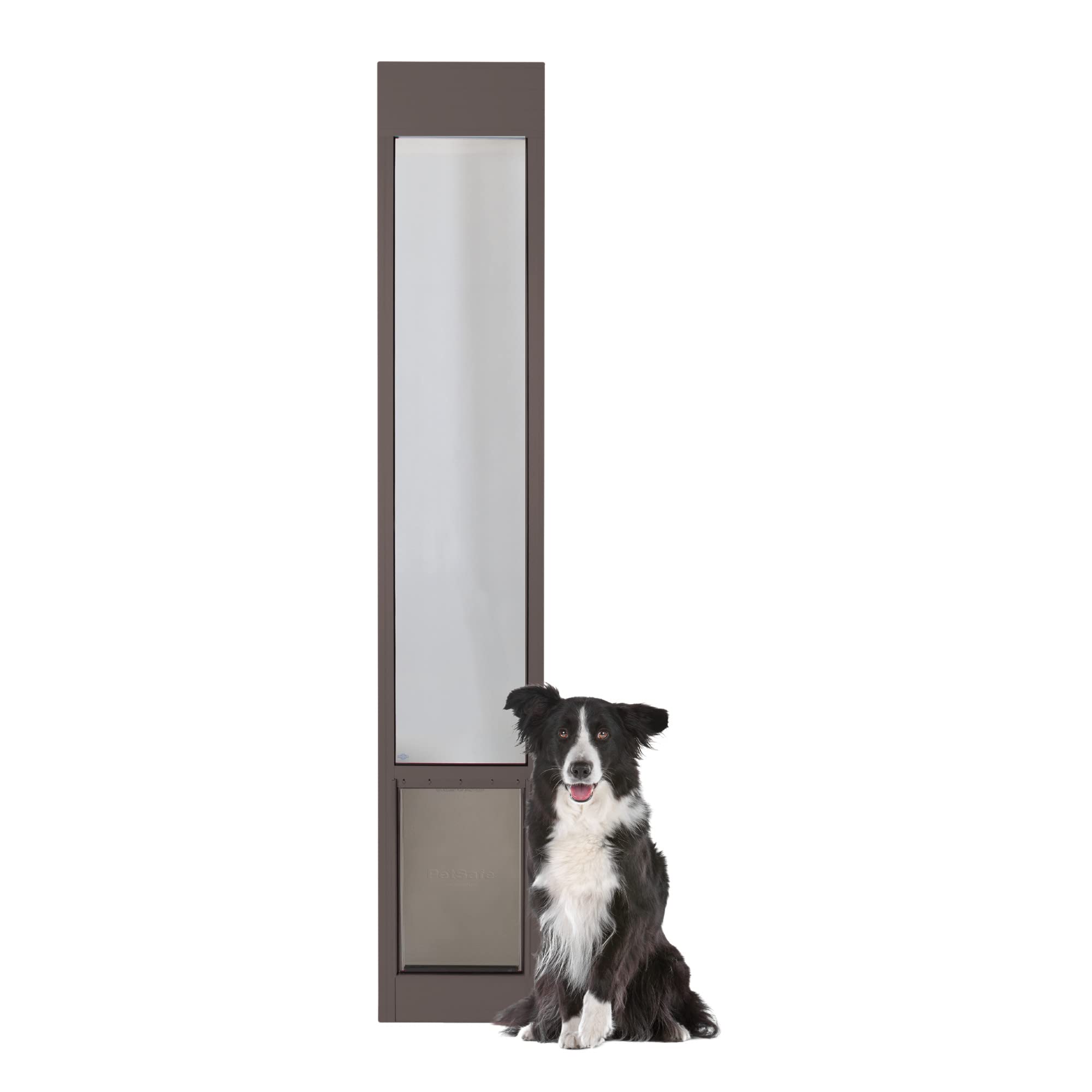 PetSafe 1 件式滑动玻璃宠物门 - 适用于狗和猫的户外通道露台面板插件，易于免切割安装，耐候铝插件，包括滑入式安全关闭面板