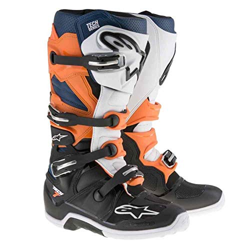 Alpinestars Tech 7男士越野摩托车靴-橙色/蓝色-11