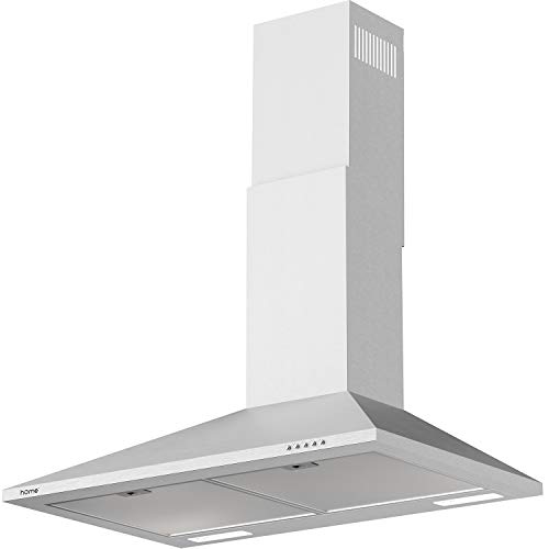 hOmeLabs 30 英寸壁挂式厨房抽油烟机排气扇 - 不锈钢，具有 3 种吸风速度、LED 灯和按钮控制 - 清理面积高达 220 CFM