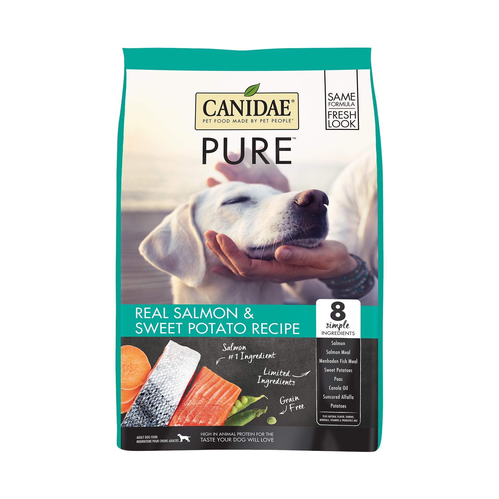 Canidae Pure Limited 成分优质成人干狗粮，真正的鲑鱼和甘薯配方，22 磅，无谷物