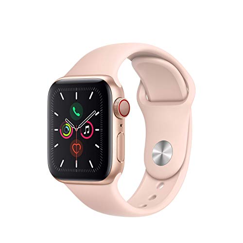 Apple 手表系列 5（GPS + 蜂窝网络，40 毫米）- 金色铝制表壳搭配粉色运动表带（更新）