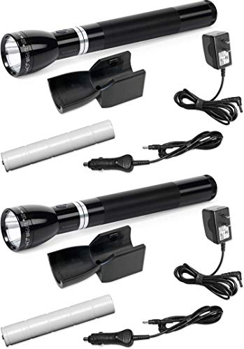 MagLite RL1019 LED 可充电手电筒系统，带 120V 转换器和 12V 直流点烟器适配器，黑色