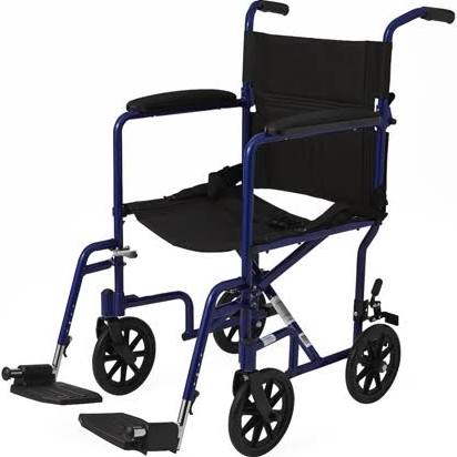 Medline 铝制带轮运输椅，红色，8英寸