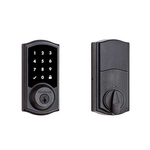 Kwikset 99160-021 SmartCode 916 传统智能锁触摸屏电子门锁前门锁，带 SmartKey 安全性和 Z-Wave Plus，威尼斯青铜色