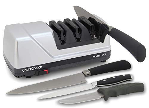 Chef?sChoice Chef'sChoice Trizor XV EdgeSelect 专业电动刀直刀和锯齿刀金刚石磨具专利磨刀系统，3 级，灰色