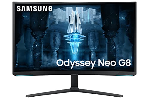 Samsung 32' Odyssey Neo G8 4K UHD 240Hz 1ms G-Sync 1000R 曲面游戏显示器，Quantum HDR2000，AMD FreeSync Premium Pro，哑光显示屏，超宽游戏视图，DisplayPort，HDMI，黑白，2022