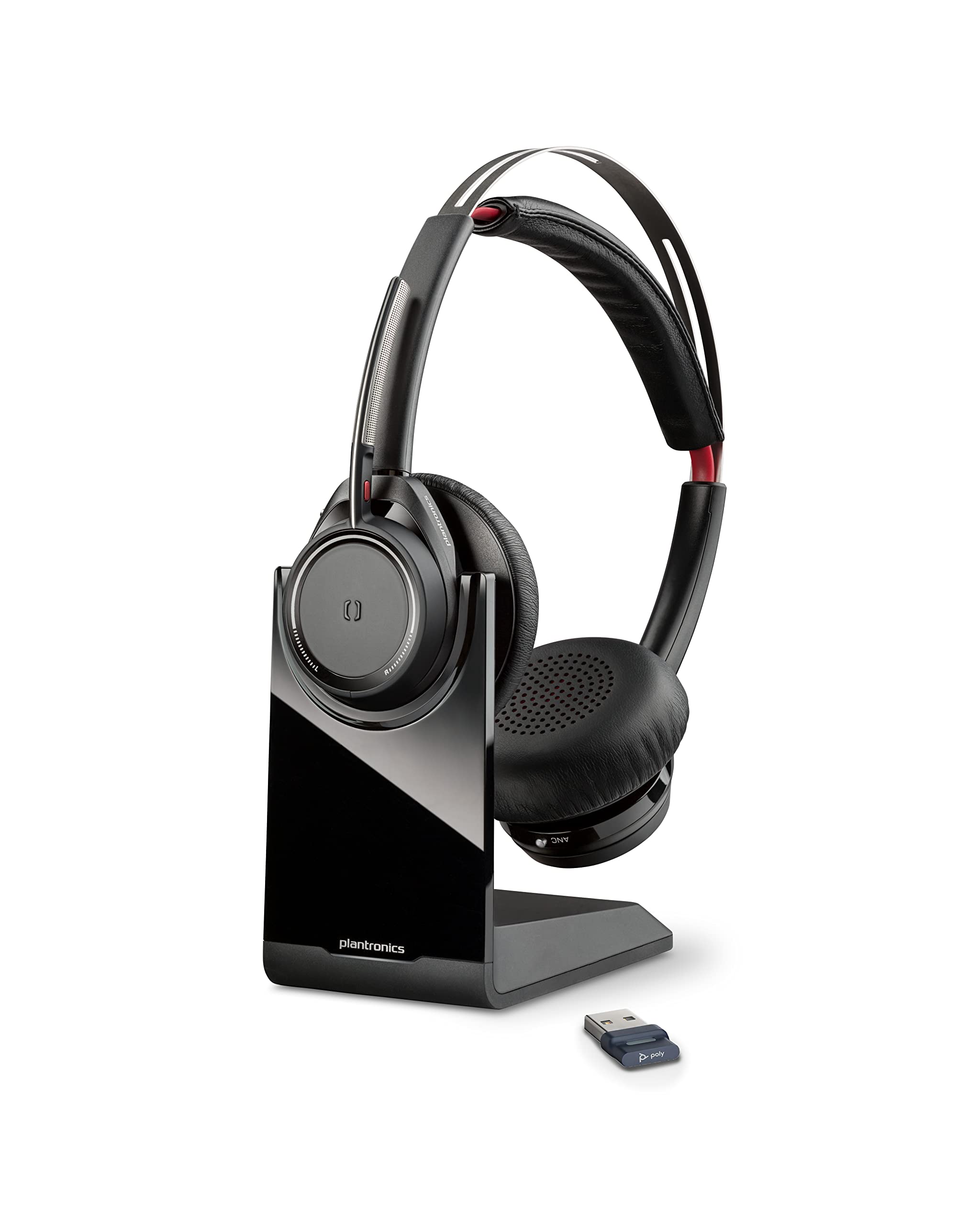  Poly (Plantronics + Polycom) Poly Voyager Focus UC 无线耳机适用于电脑，带充电座 - 主动降噪 (ANC) - 通过蓝牙连接 PC/Mac/手机 - 可与 Microsoft Teams、Zoom 配合使用 - 亚马逊独家...