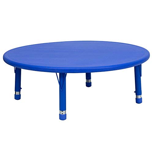 Flash Furniture 45 英寸圆形蓝色塑料高度可调活动桌