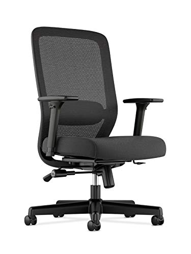 HON Exposure 网状任务电脑椅，带 2 向可调扶手，适用于办公桌，黑色 (HVL721)，靠背