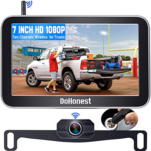 Dohonest 卡车无线倒车摄像头汽车皮卡露营车带 7 英寸监控系统，高清 1080P 蓝牙倒车摄像头 2.4G 稳定数字信号，支持添加第二个房车后视摄像头 - V29